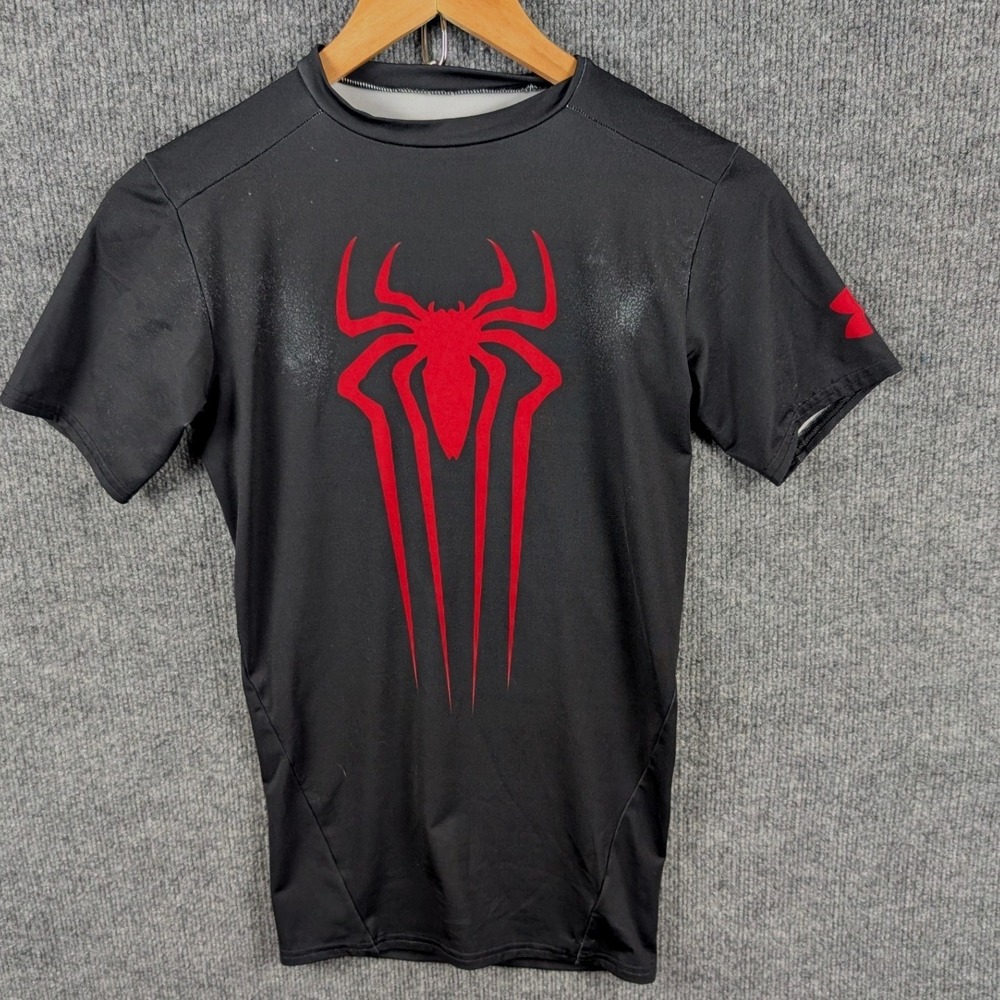 Under Armour The Amazing Spider-Man 2 Compression Shirt Mens Small Black Red